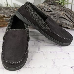 NIB Dearfoams Eli Microsuede Moccasin Slipper w/ Whipstitch - Size Large (11-12)